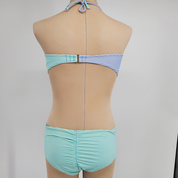 Victoria Secret Blue & White Striped Halter Bikini Set Sz. S - Picture 2 of 15